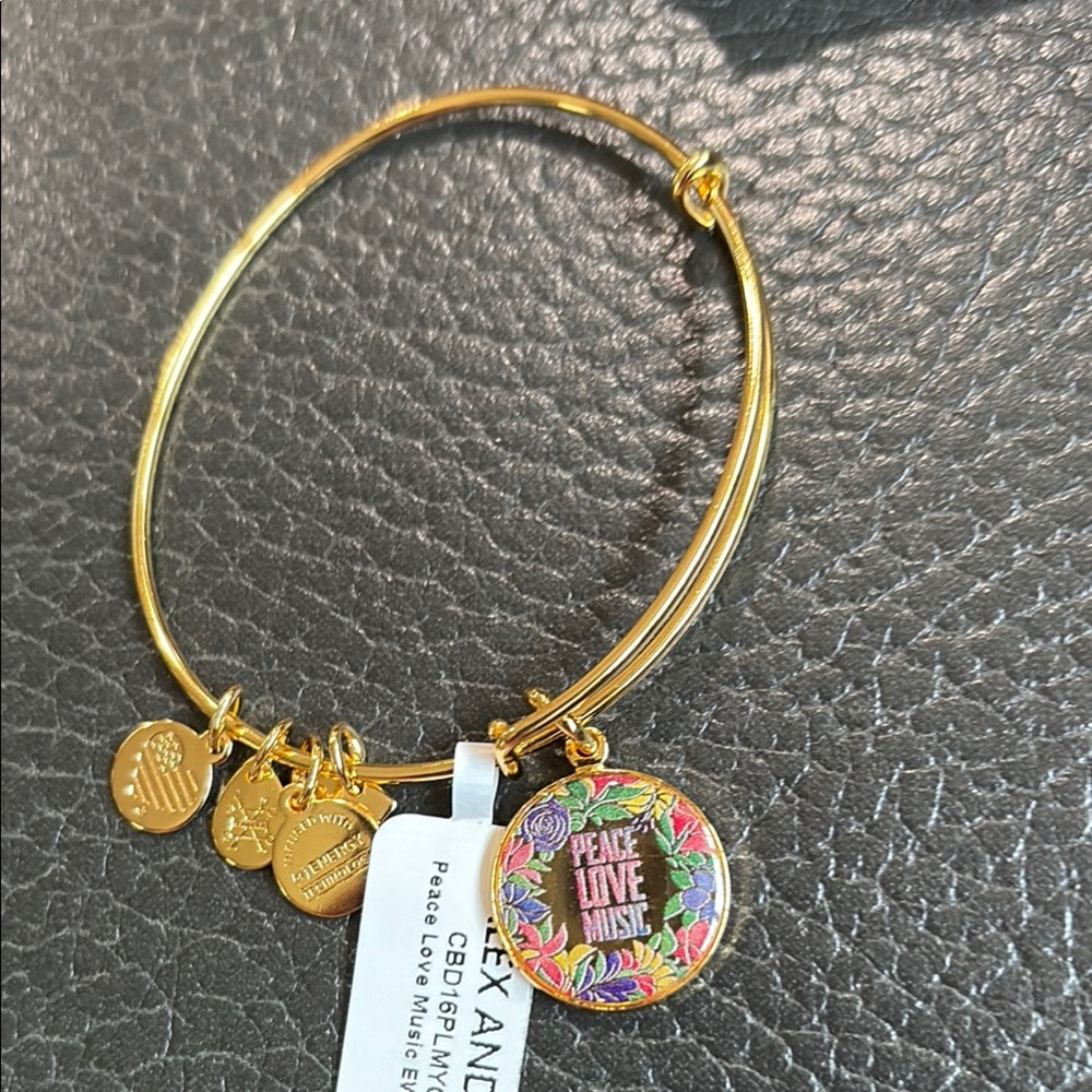 Alex and ani “peace, love music” colorful charm bracelet